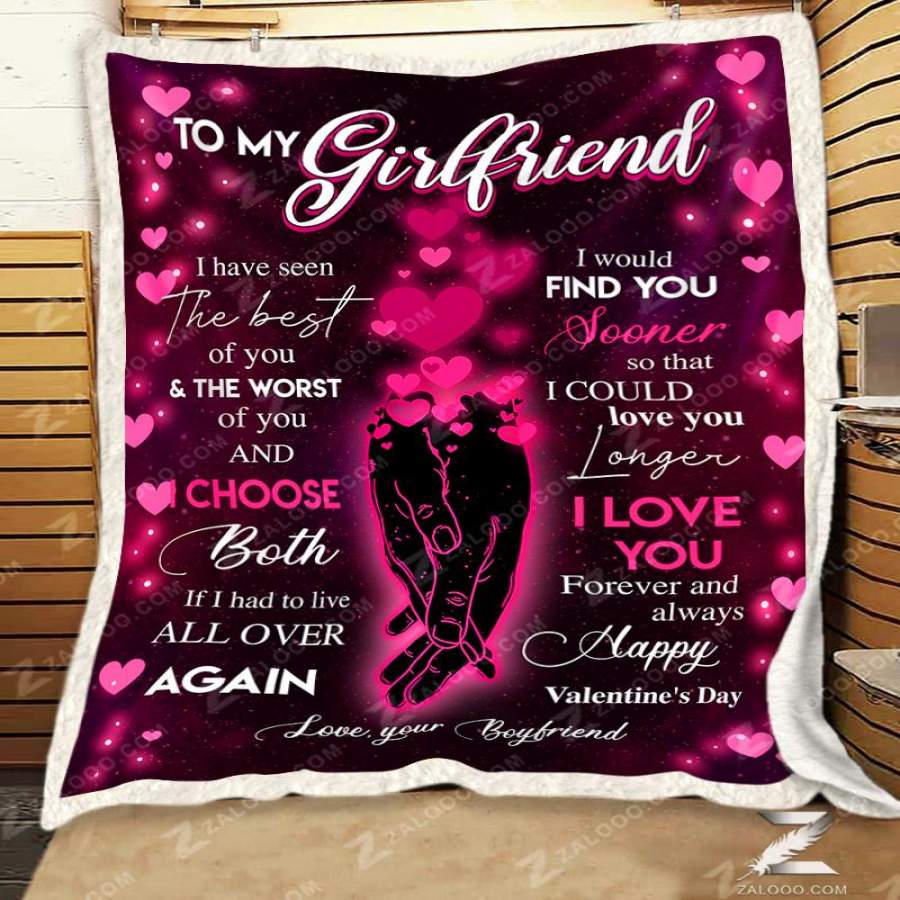 Zalooo – Custom Fleece Blanket – To my Girlfriend – Happy Valentine’s Day