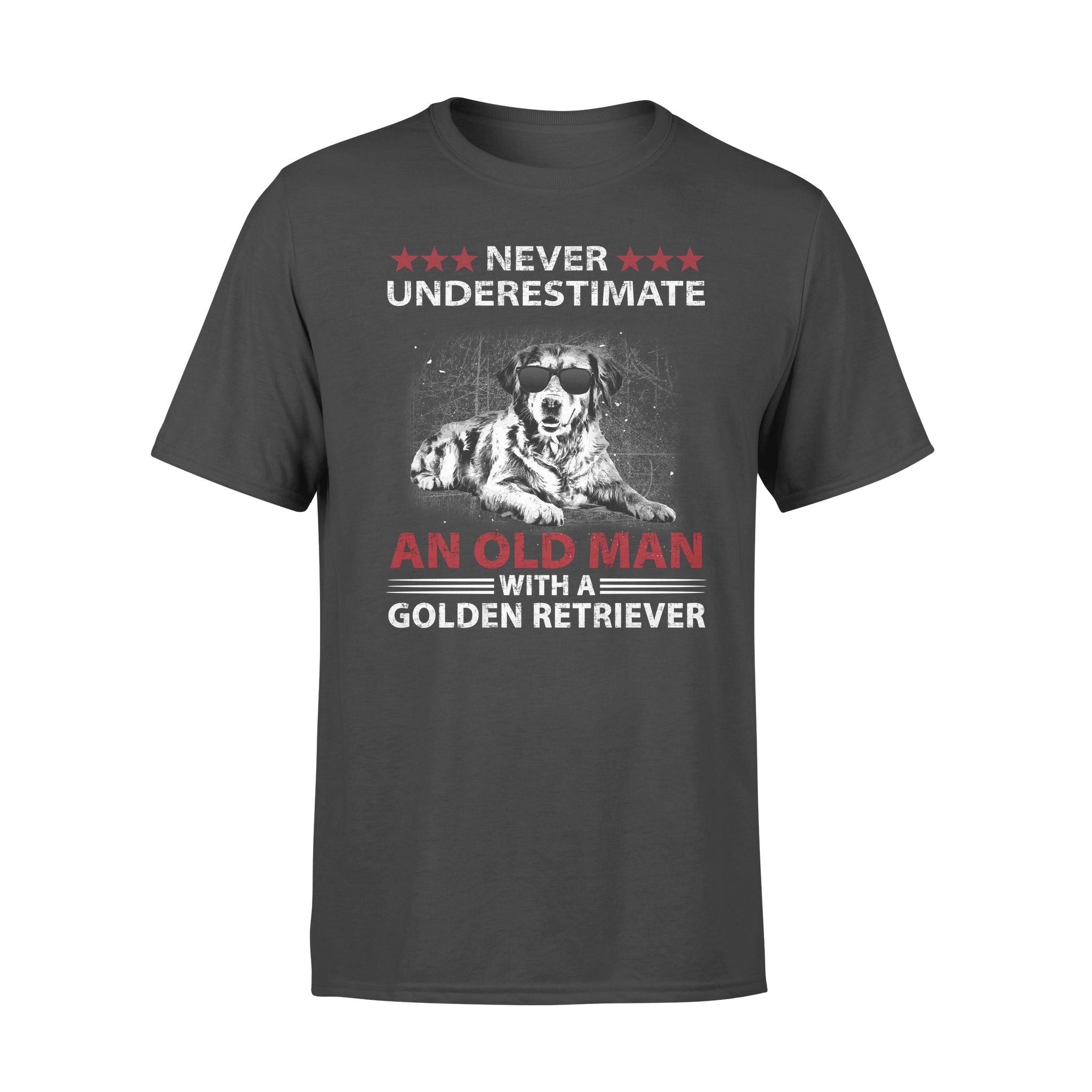 Never Underestimate An Old Man With A Golden Retriever – Premium T-shirt