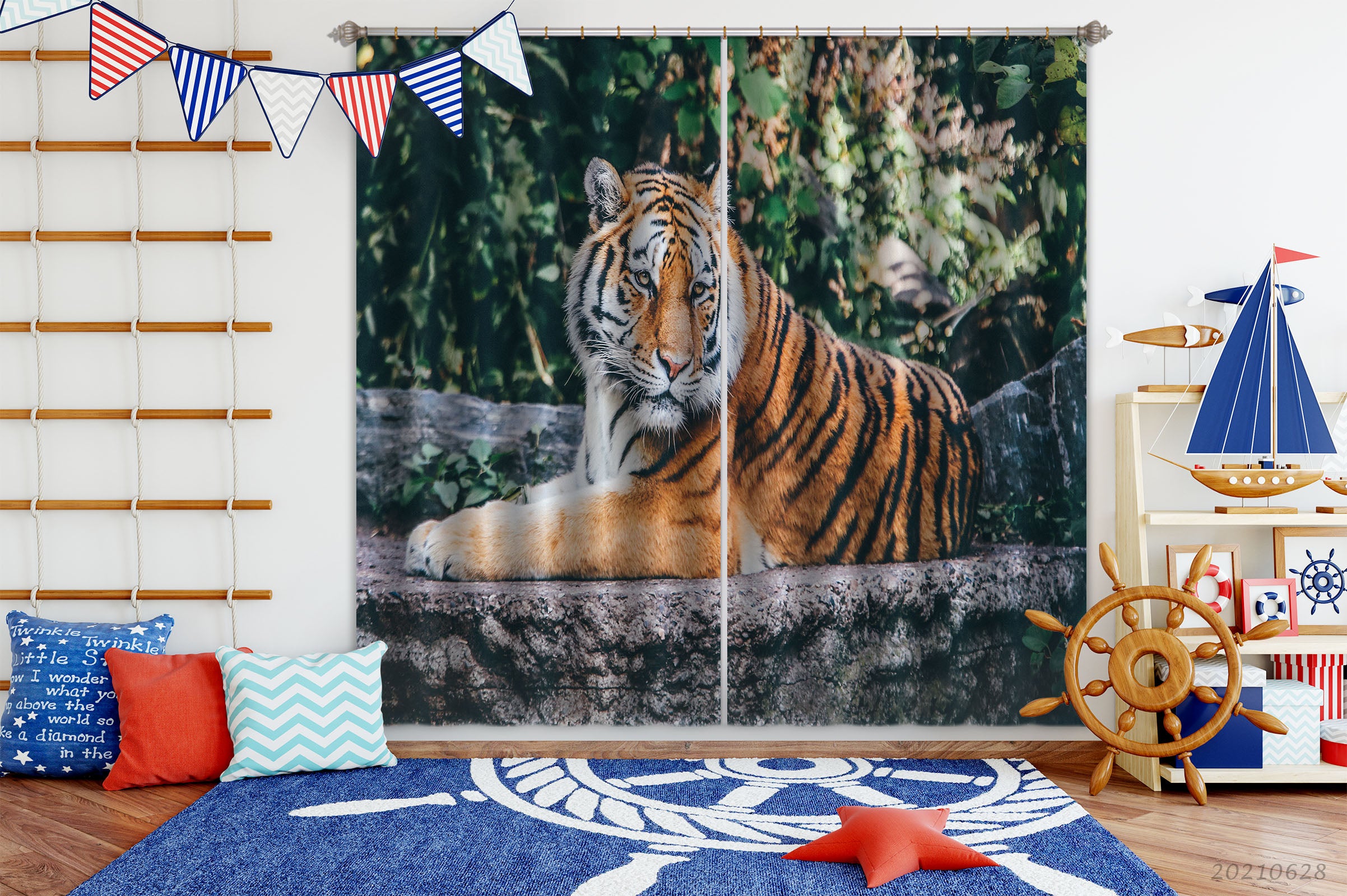 3D Wild Animal Tiger Zoo Curtains And Drapes Lqh 22