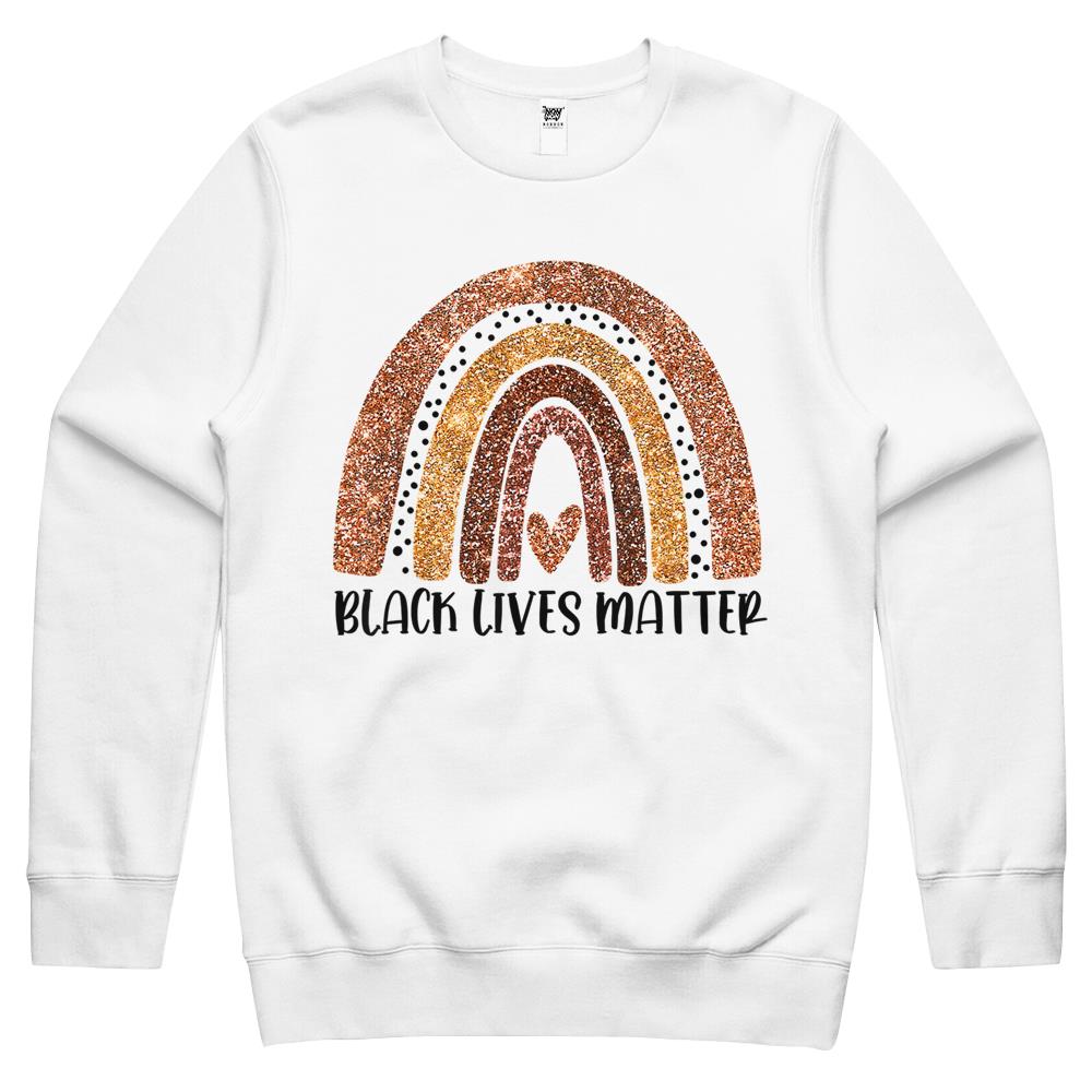 Black Lives Matter Glitter Rainbow Africa Girl Black History Crewneck Sweatshirt