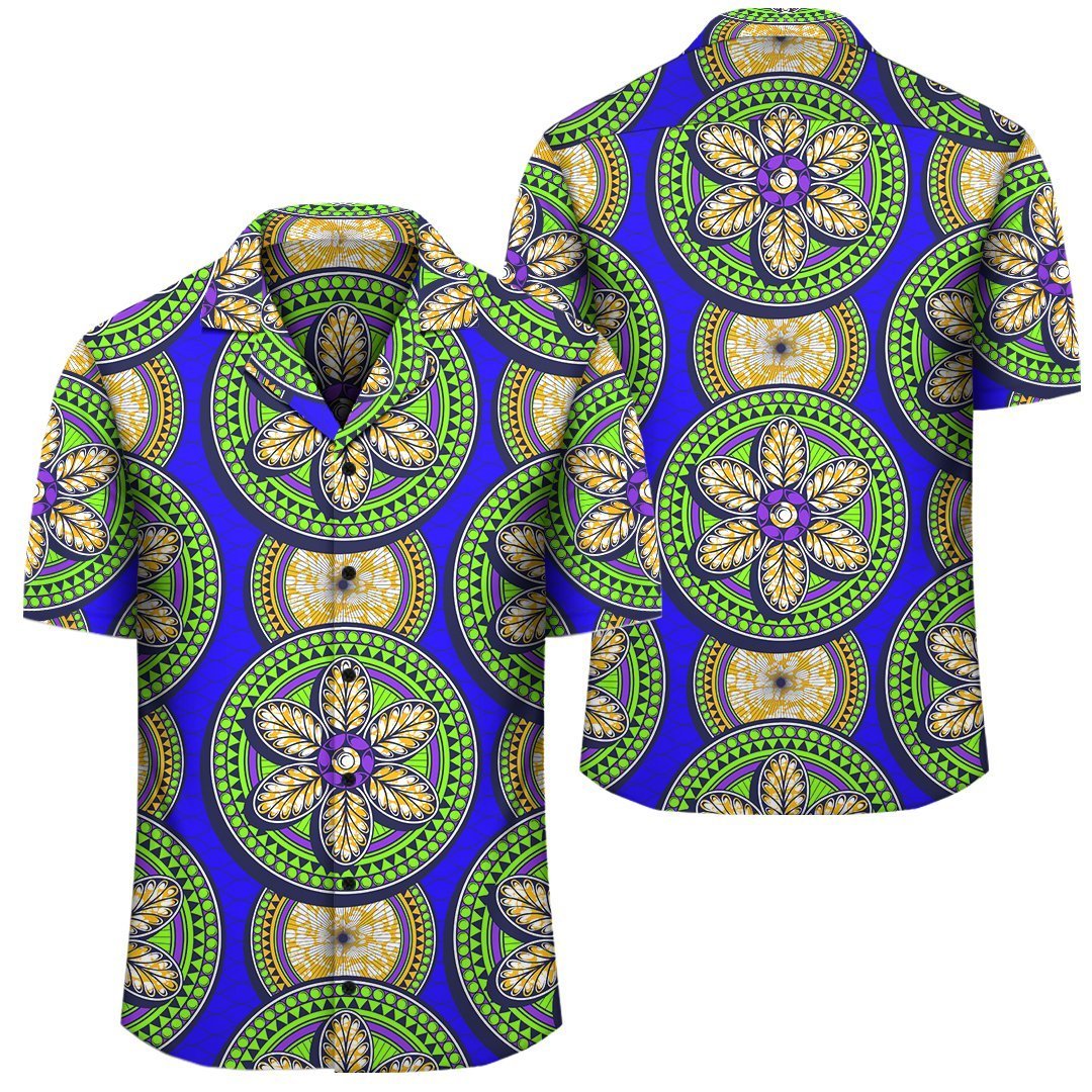 Africa Hawaiian Shirt – Ankara Hawaiian Shirt Rounded 6 Petals J1