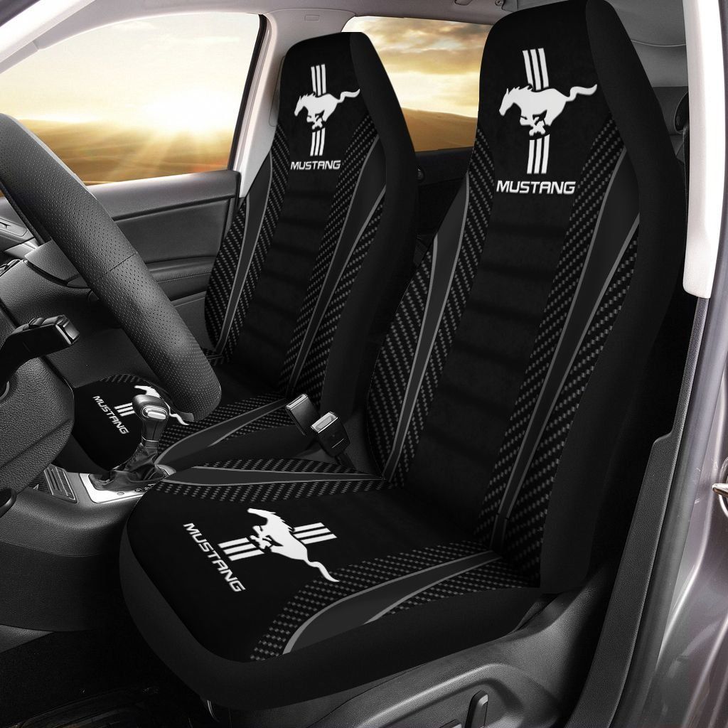 Mustang-  Car Seat Cover (Set Of 2) Ver1 (Black)