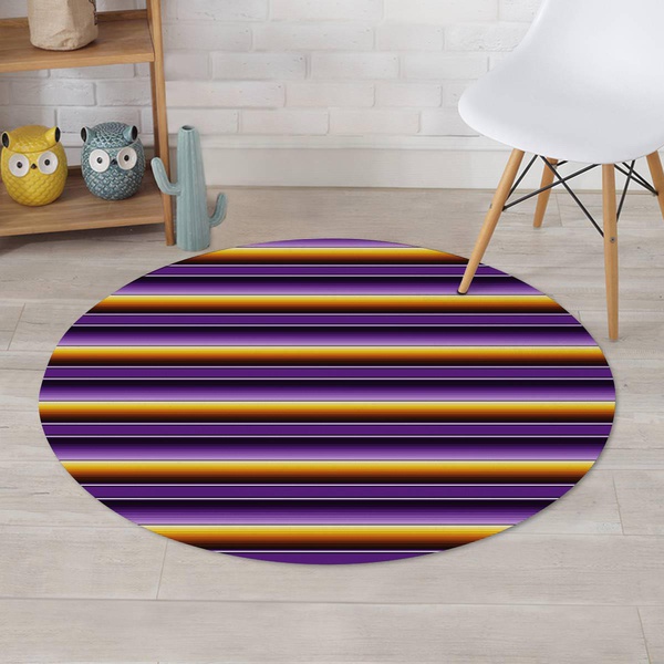 Yellow And Purple Mexican Baja Round Rug