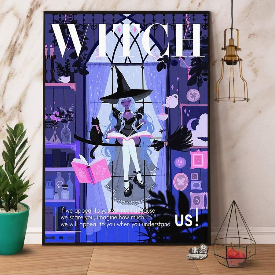 Witch black cat if we appeal to you so much Halloween paper poster no frame/ wrapped canvas wall decor full size