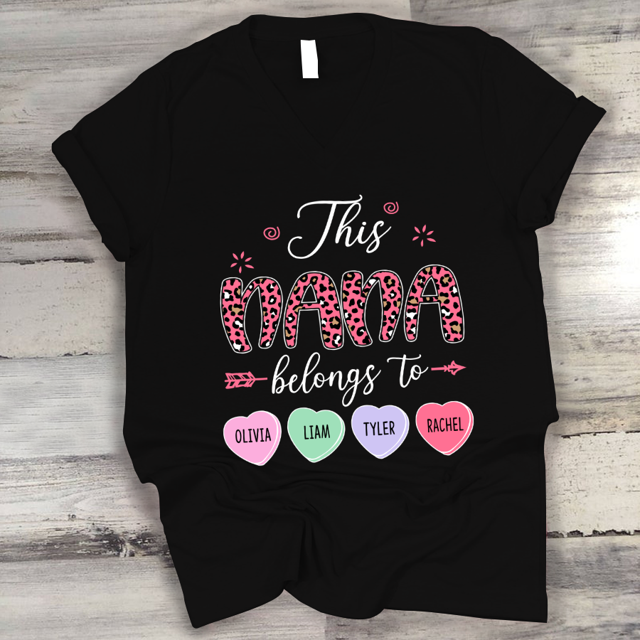 This Nana Belongs To Grandkids Valentine V-Neck