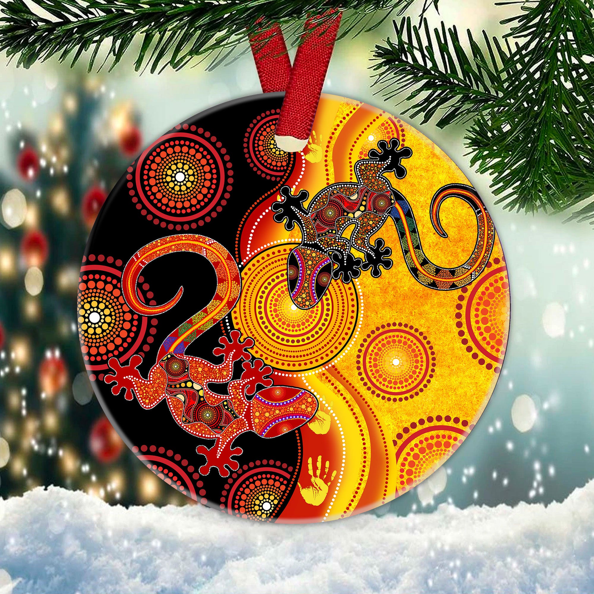 Tmarc Tee Aboriginal Lizards And Sun Christmas Ornaments