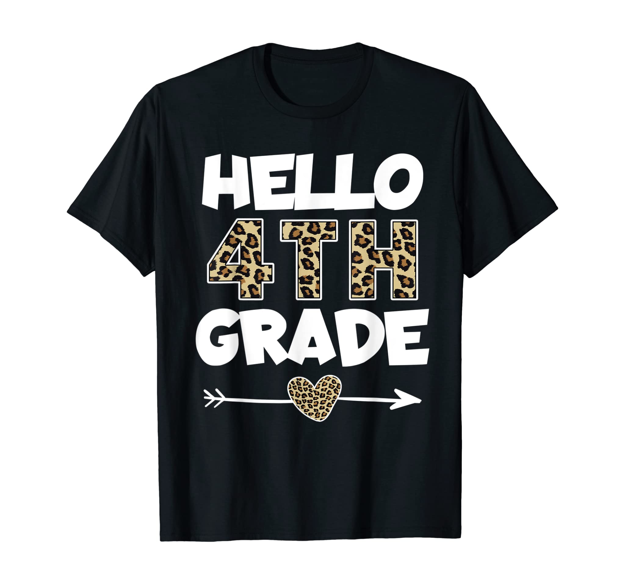 Hello 4th Grade Leopard Print Fourth Grade Teacher Kids Gift T-Shirt