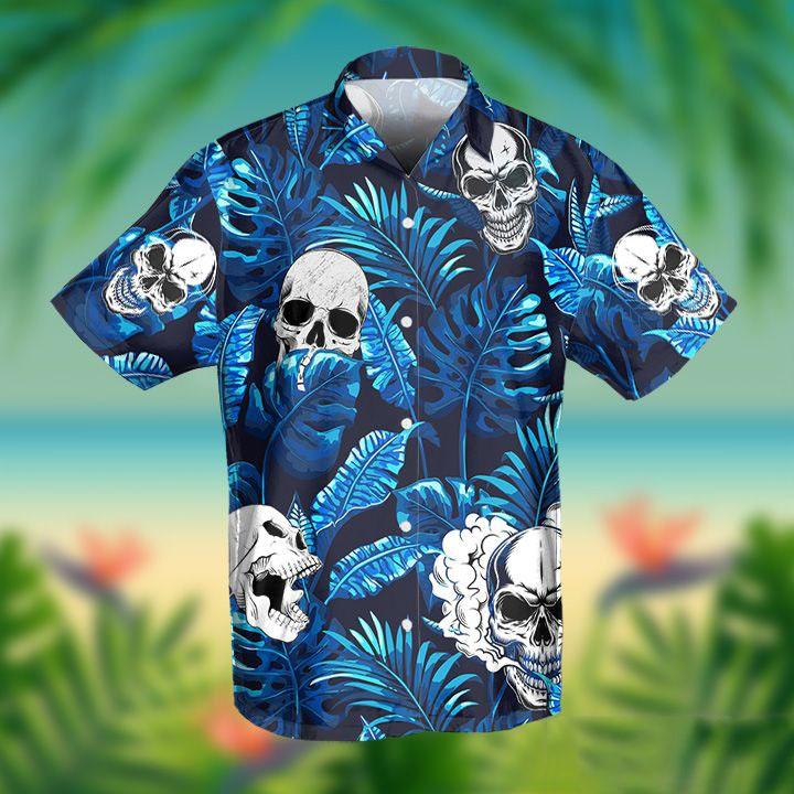 Skull Blue Tropical Hawaii Shirt Ha38255