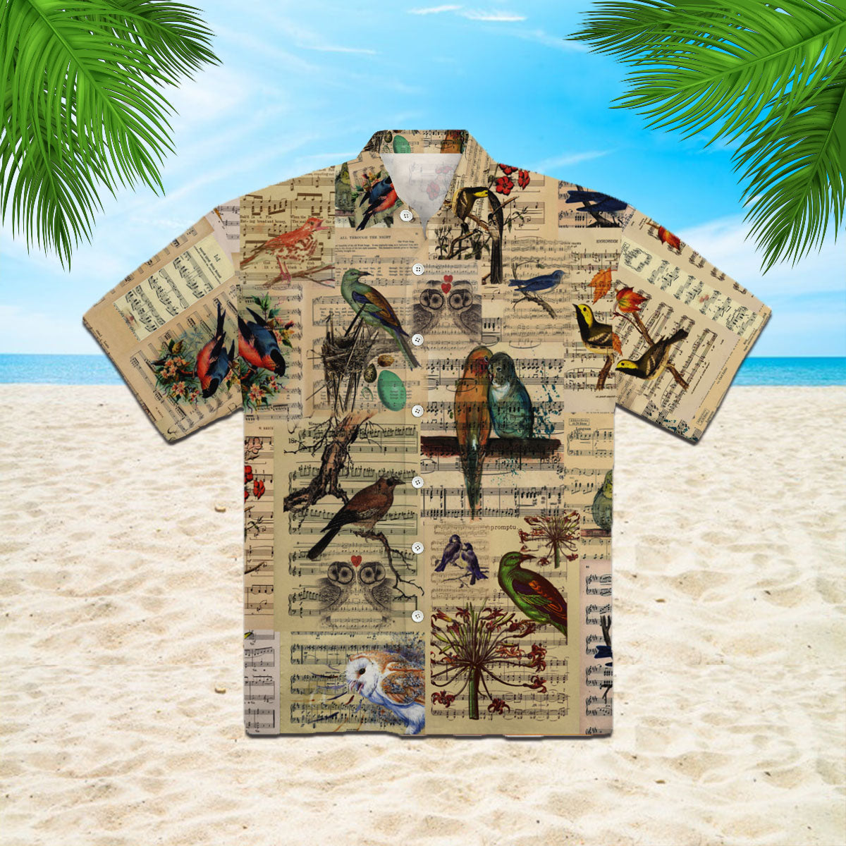 Oragontee Lovely Birds In Music Sheet Hawaiian Shirt | For Men & Women | Adult | Wt1530