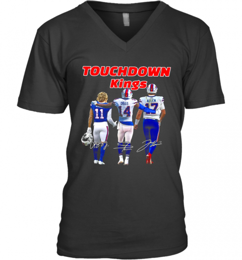 Touchdown Kings Buffalo Bills Diggs Allen Beasley Signatures V-Neck T-Shirt