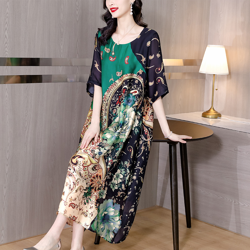 Women’s Clothing High Quality Printed Silk Dresses Summer 2022 New Large Size Loose Tight Skirts Casual Party Elegant Vestidos alx