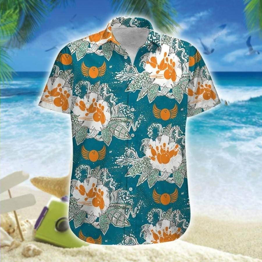 Hawaii Aloha Shirts Bowling Art Blue Ha37097