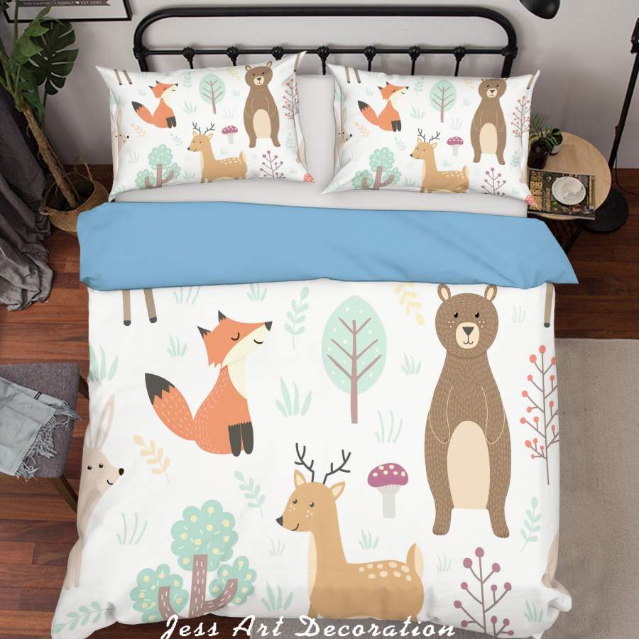 3D Color Cartoon Animals Fox Reindeer Bear Quilt Cover Set Bedding Set Pillowcases  173