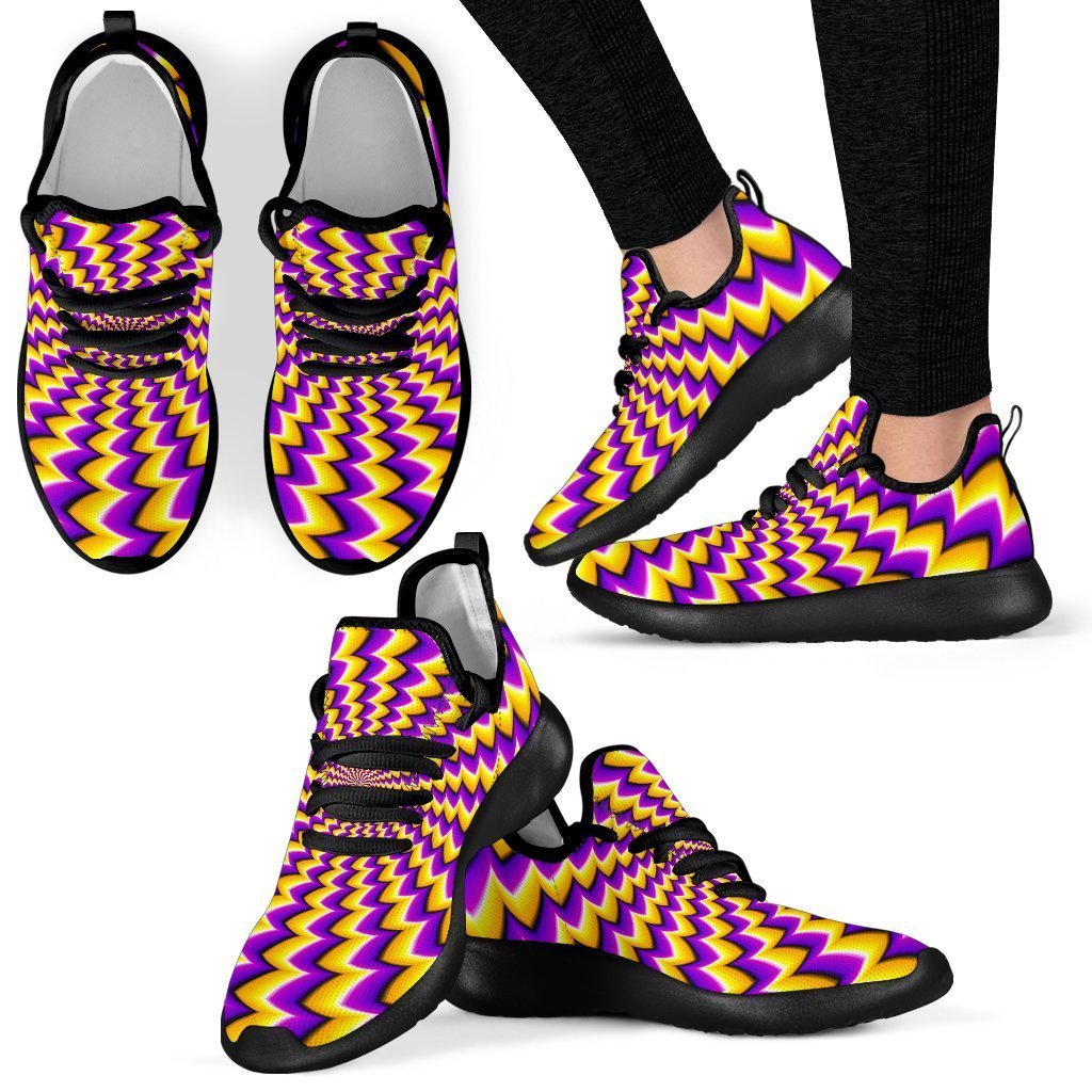 Yellow Dizzy Moving Optical Illusion Mesh Knit Shoes