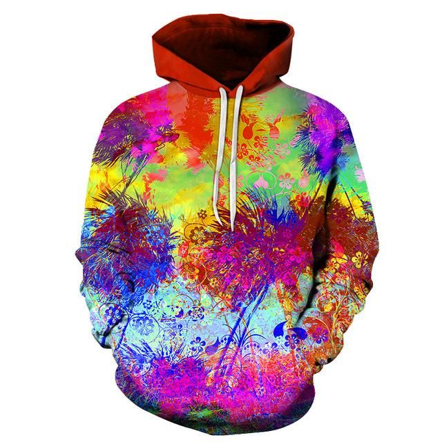 Colorful Flower Print 3D Sweatshirt Hoodie Pullover