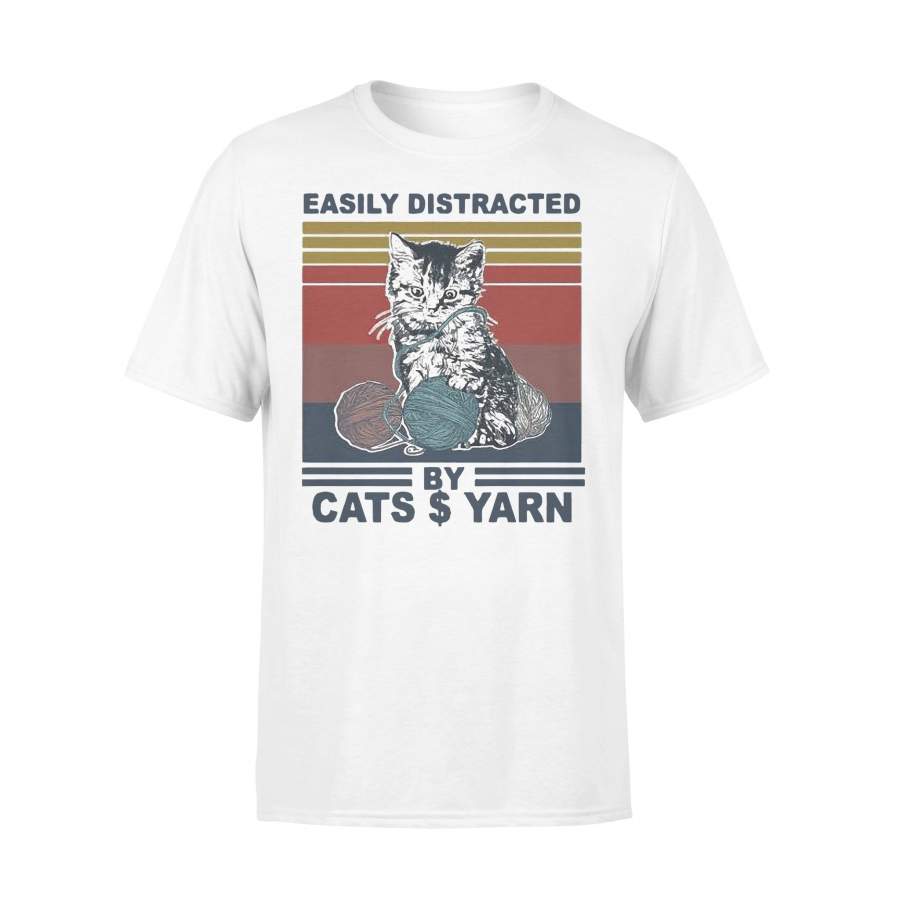 Easily Distracted By Cats And Yarn Vintage T-shirt