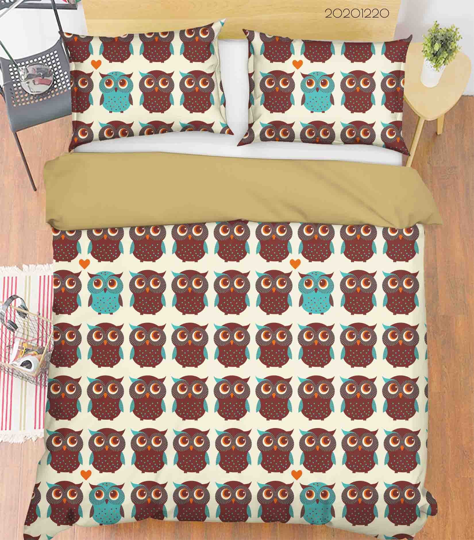 3D Hand Drawn Animal Owl Quilt Cover Set Bedding Set Duvet Cover Pillowcases 92