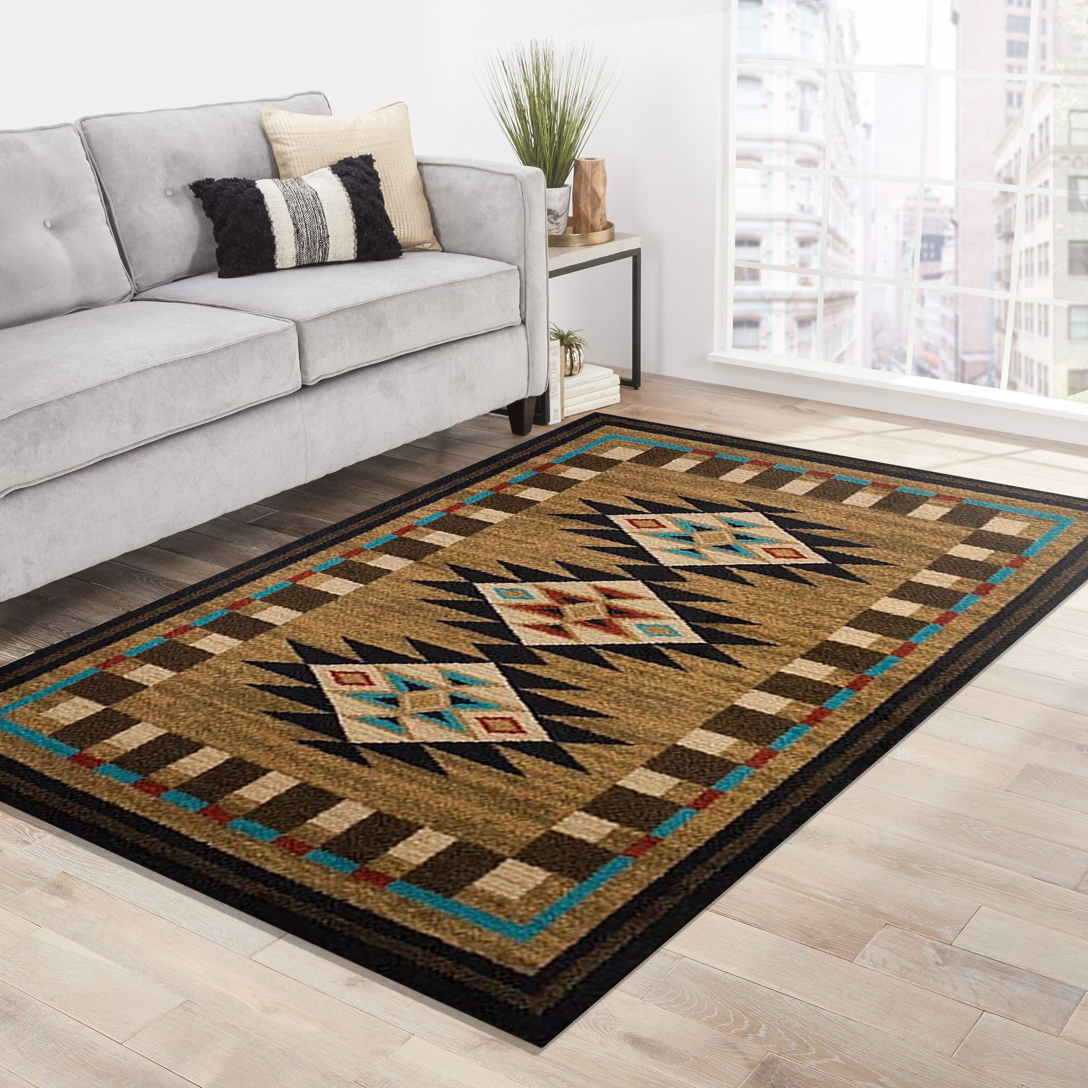 Brown Southwestern Rug Carpet Rug Bedroom Rug