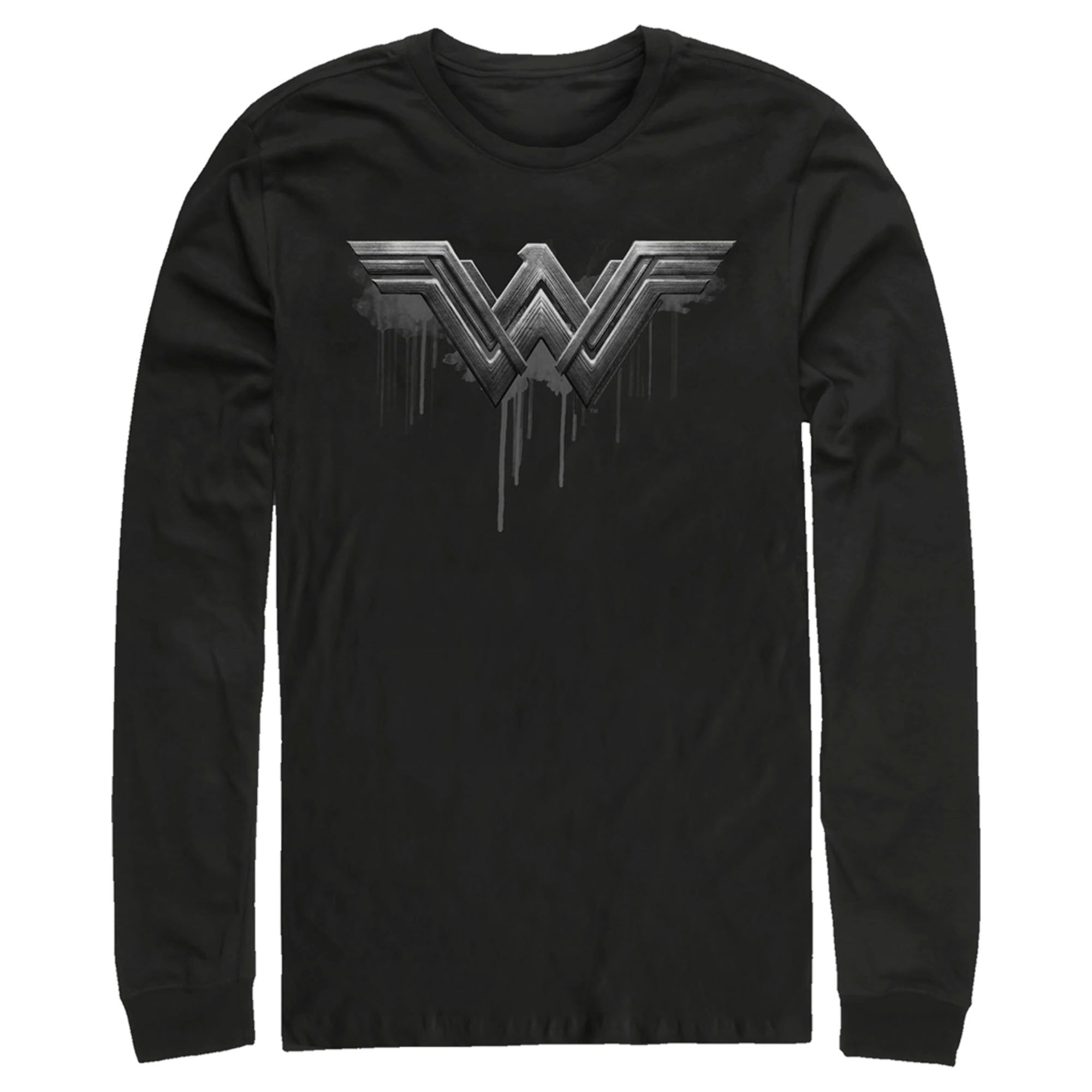 Zack Snyder Justice League Men’S Wonder Woman Silver Logo  Long Sleeve Shirt