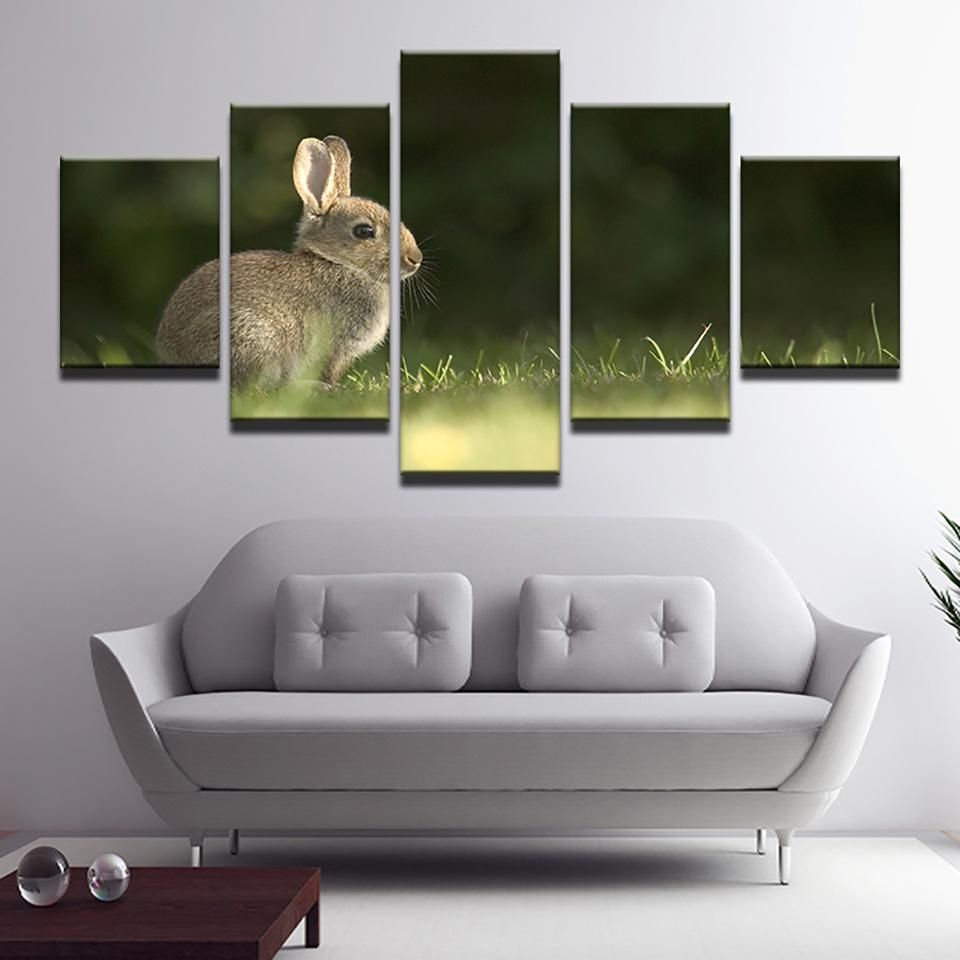 Rabbit 3 Animal 5 Panel Canvas Art Wall Decor