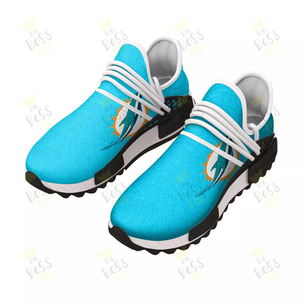 Miami Dolphins Grunge Logo Team American Football Gift For Dolphins Fans Sport Running Sneakers Shoes