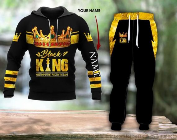 Black King Most Important Piece In The Game Unisex Hoodie With Pants Black And Proud 365