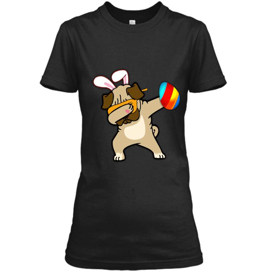 Easter Bunny Dabbing Pug Dog Tshirt Easter Egg Tee Ladies Custom