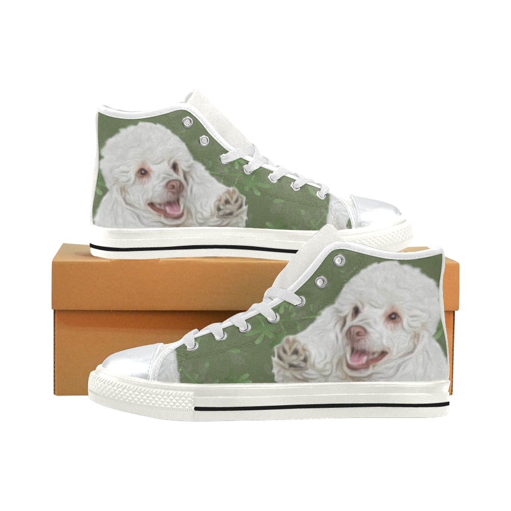 Poodle Lover White High Top Canvas Shoes for Kid