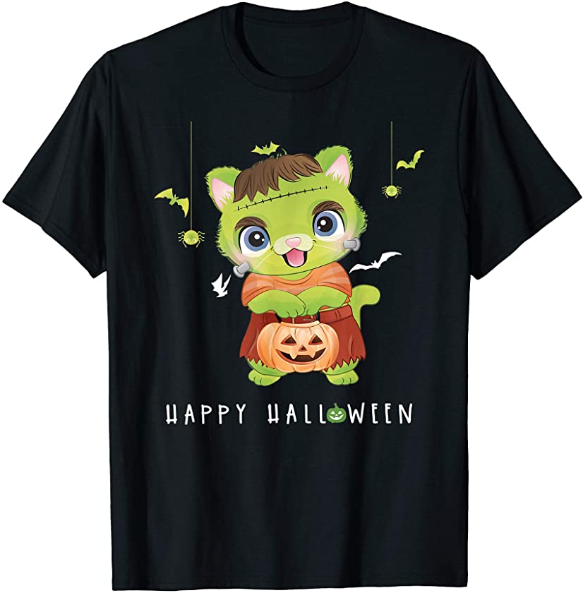 Cute Monster Cat Halloween for Kitten lovers kids and adults T-Shirt