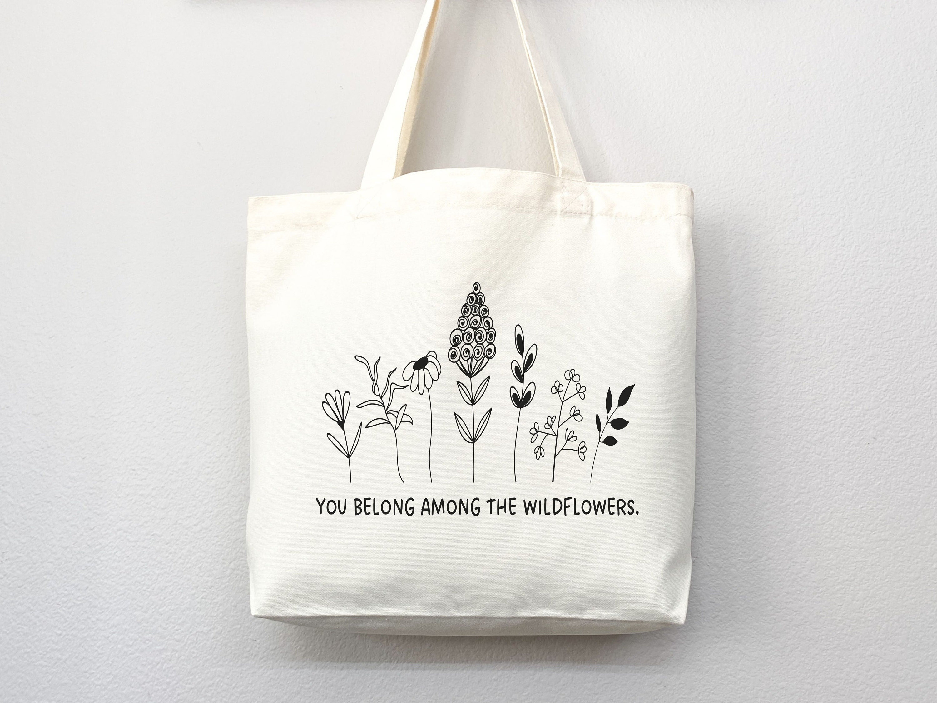 Floral Tote Bag flower tote canvas wildflower bag eco friendly bag aesthetic tote bag reusable bag gift for plant lover tote flower bag cute