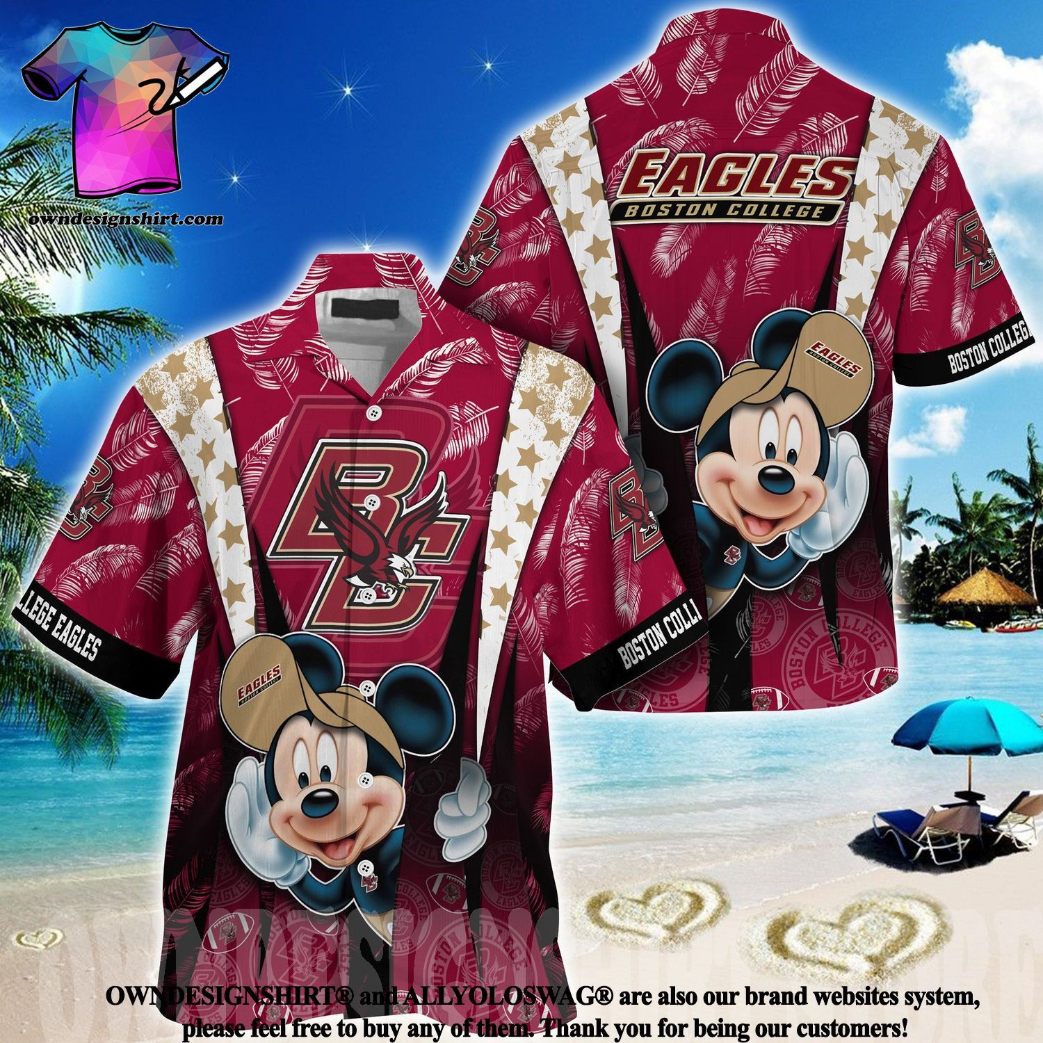 NCCA Boston College Eagles Mickey Mouse Trendy Hawaiian Shirt V1 Aloha Shirt