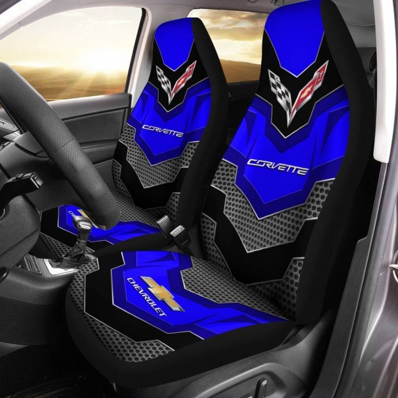 Chevrolet Corvette TDV Car Seat Cover (Set of 2) Ver 4 (Blue)