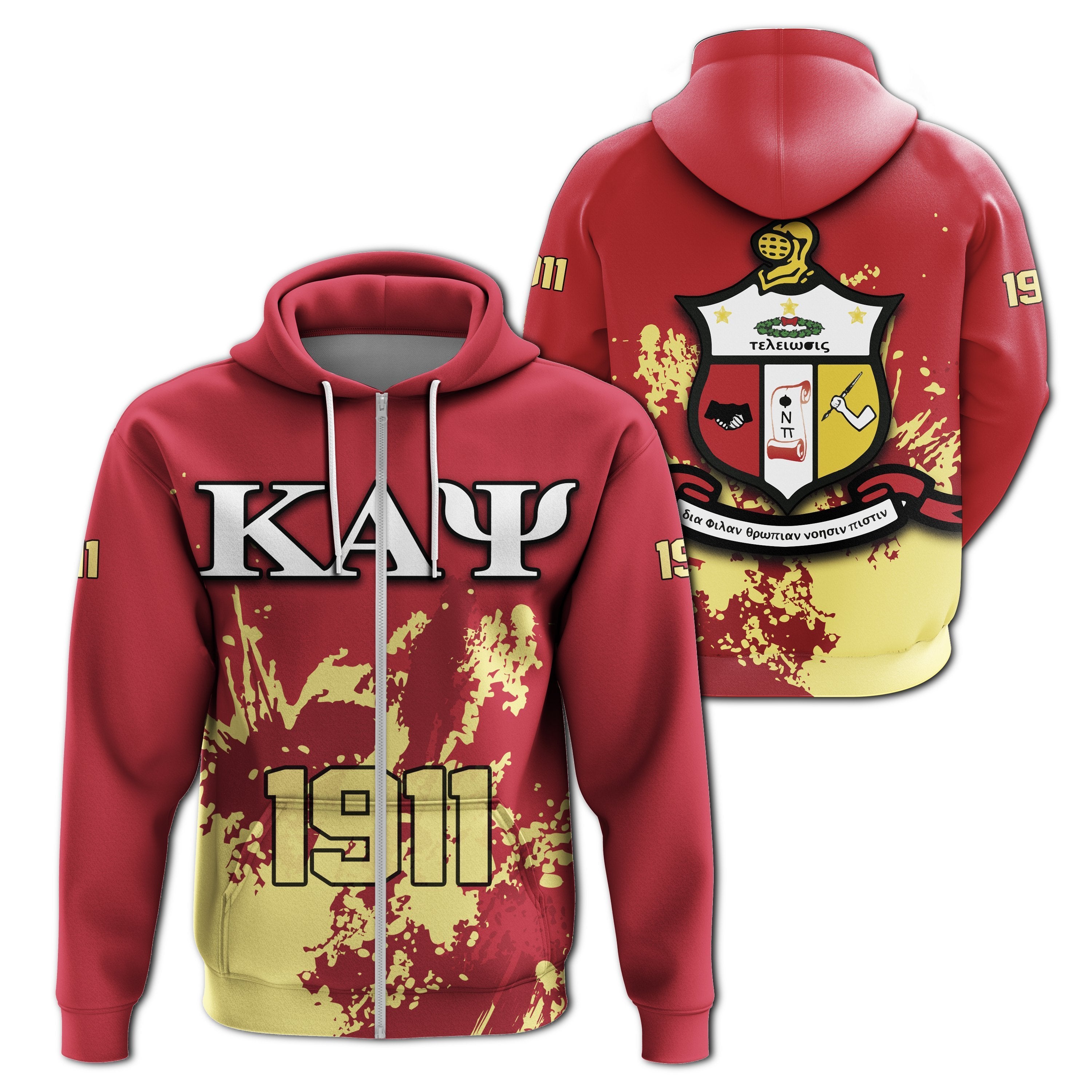 Greek Life Hoodie – Kappa Alpha Psi Zip Hoodie – Spaint Style