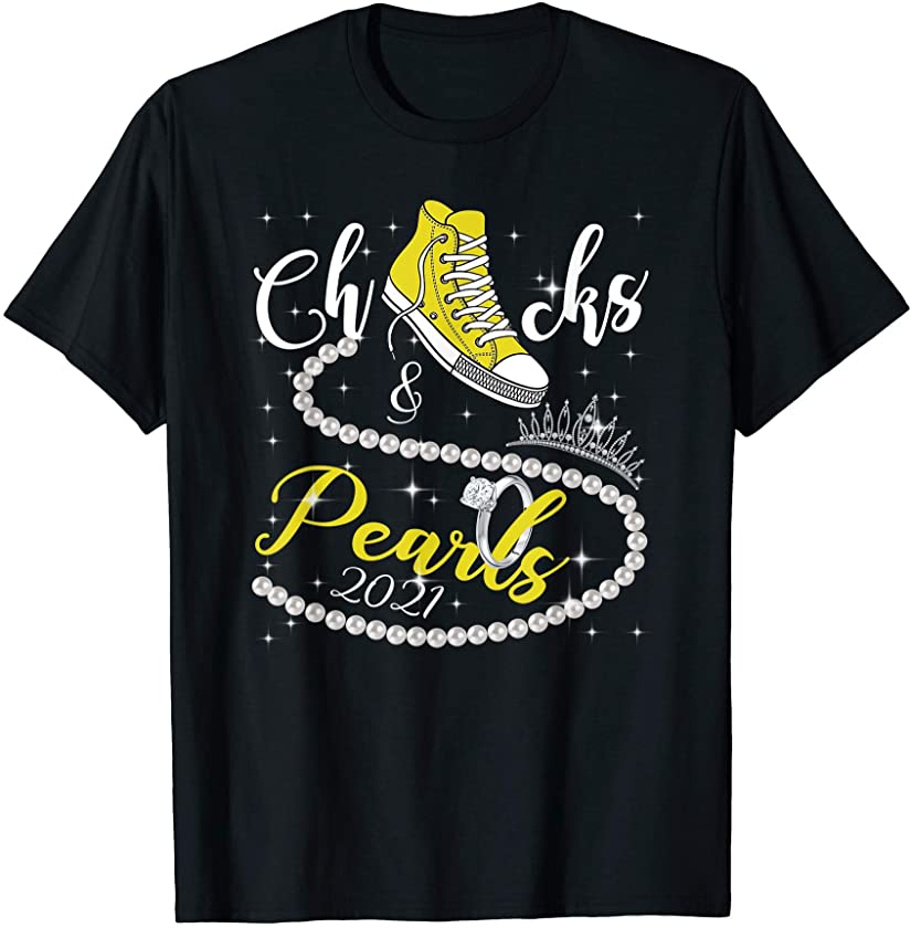 Chucks and Pearls 2021 HBCU Black Girl Magic Yellow Gift T-Shirt