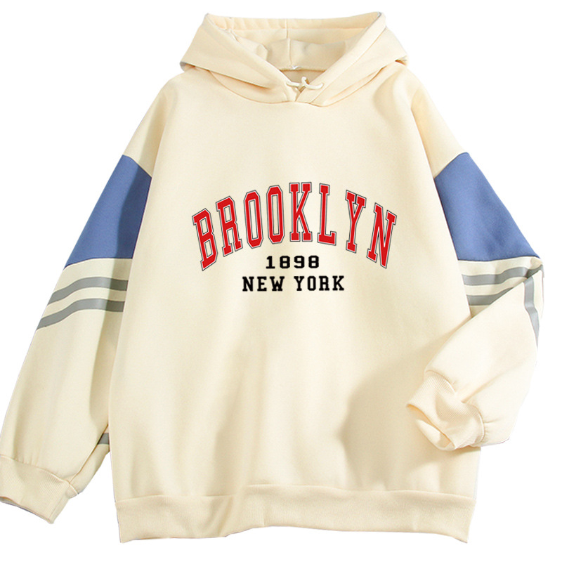 Brooklyn 1898 New York Men’s/Women’s Hoodie Casual Fashion Korean Color Block Sweatshirt Unisex Streetwear Harajuku Oversize Top alx