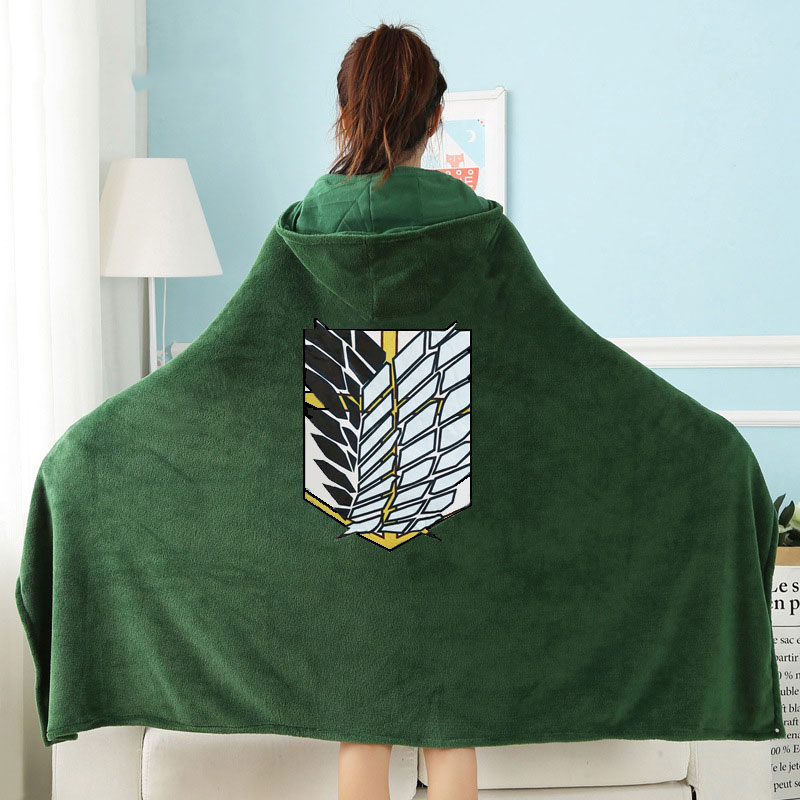 Attack on Titan Blanket Cloak Shingeki No Kyojin Survey Corps Cloak Cape Flannel Cosplay Costume Hoodie with real photos alx