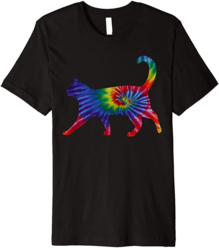 Tie Dye Cat and Colorful Tye Dye Cute Kitten Funny Premium T-Shirt