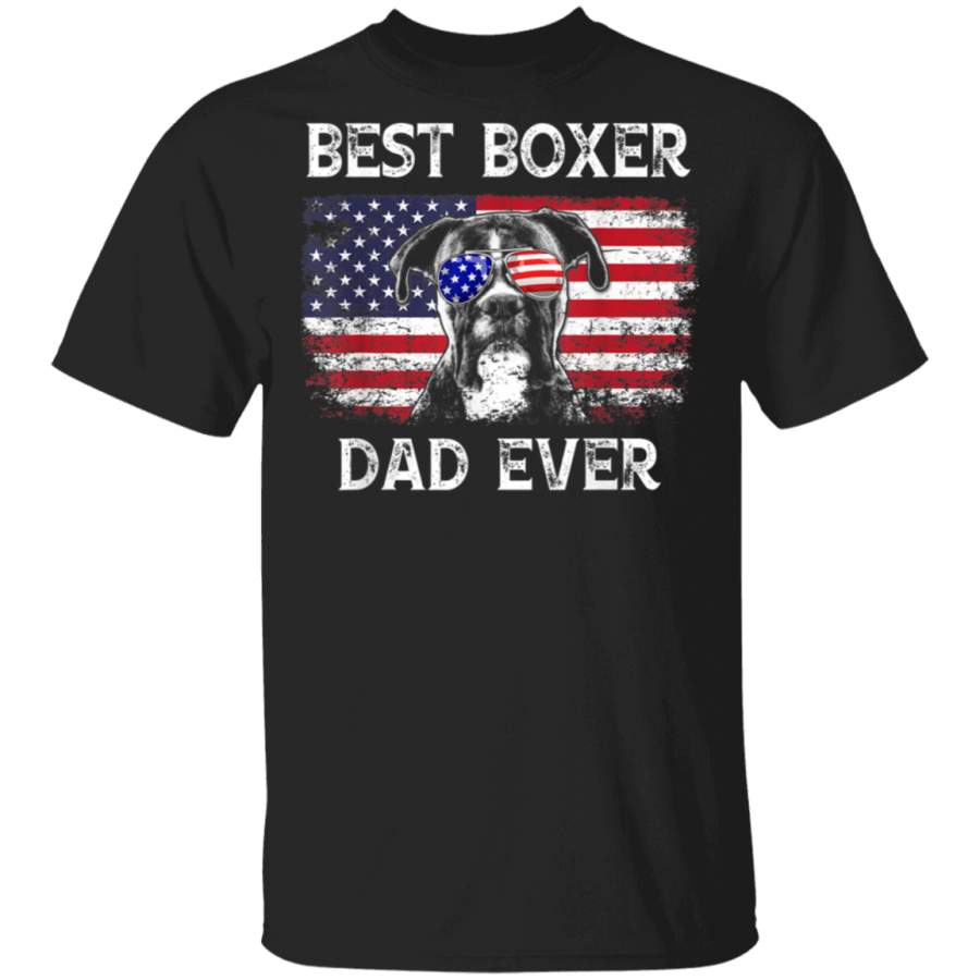 Vintage Best Boxer Dad Ever American FLag Boxer Lover Gift Tshirt