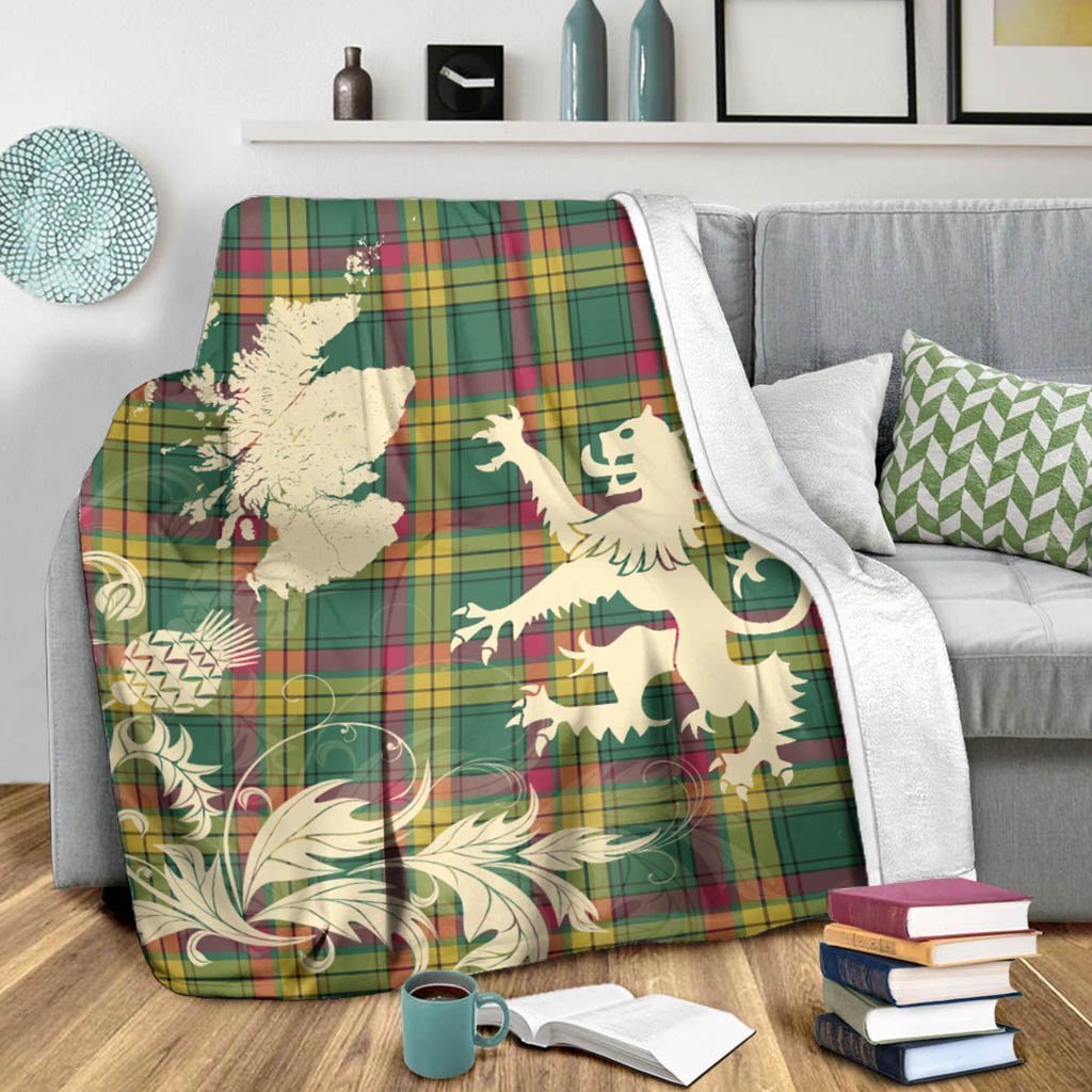 Tartan Blanket Macmillan Old Ancient Tartan Scotland Lion Thistle Map Plaid Blanket