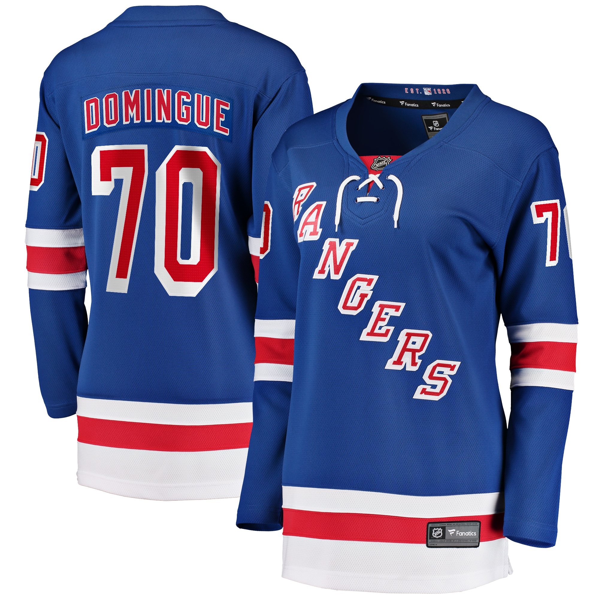 Louis Domingue New York Rangers Branded Women's Home Breakaway Player Jersey – Blue