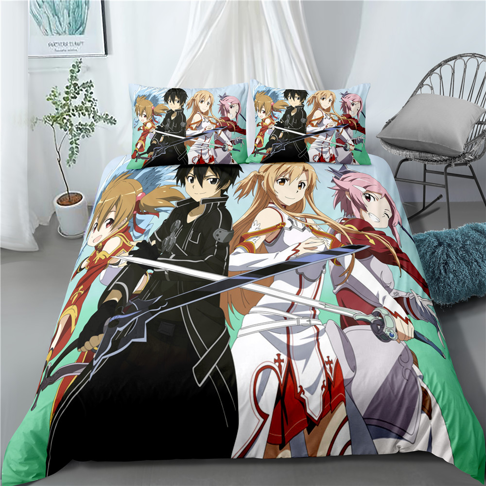 Sword Art Online Anime 3D Bed Comforter Bedding Sets Pillow Case Duvet Covers Bed Set Home Decor Bedding