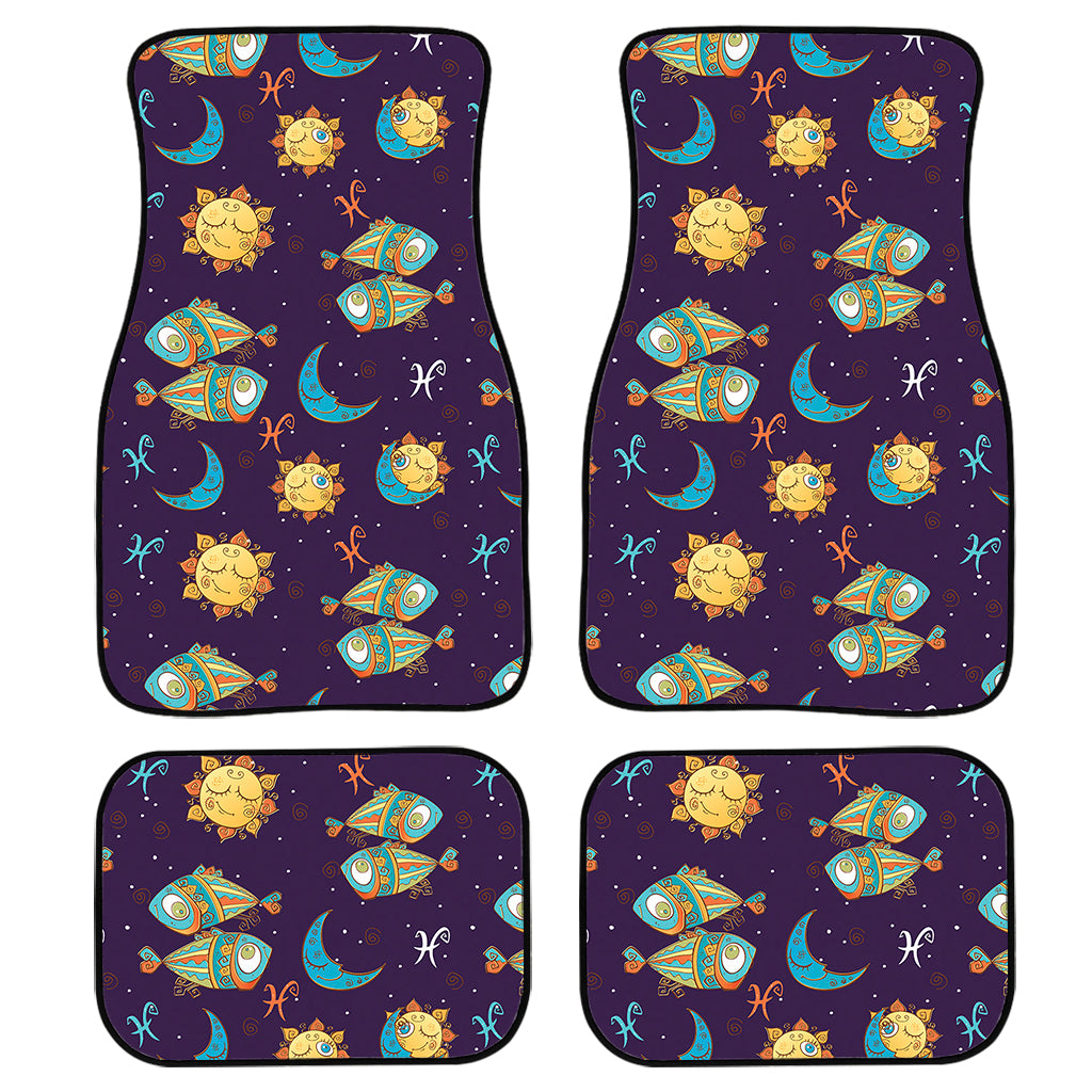 Cute Cartoon Pisces Pattern Print Front And Back Car Floor Mats, Front Car Mat