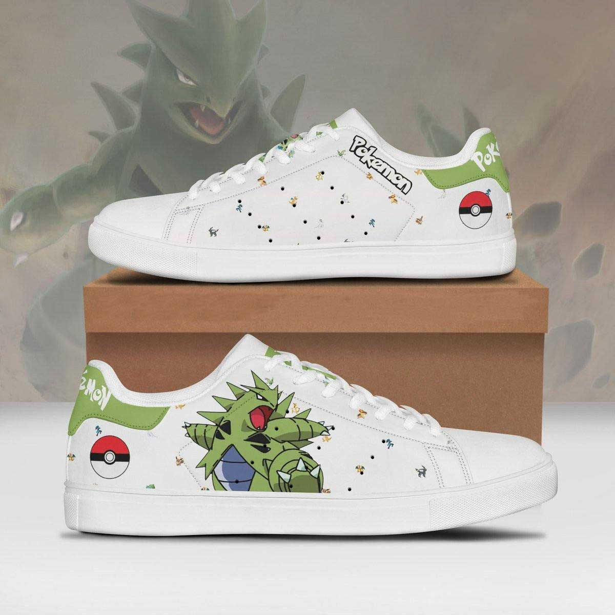 Pokemon Tyranitar Anime Christmas Gift For Fan Low Top Leather Skate Shoes Sneakers For Man And Women