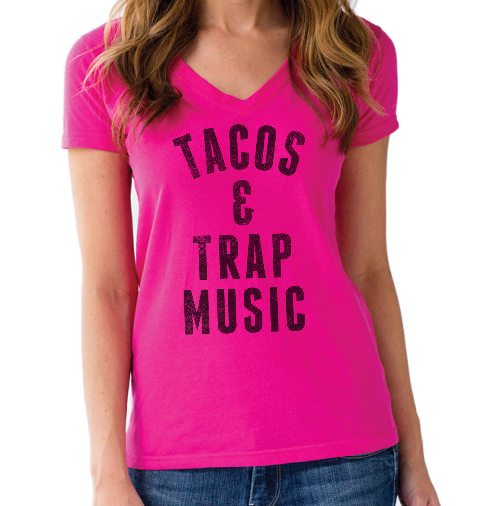 Women’S Tacos And Trap Music Vneck T-Shirt