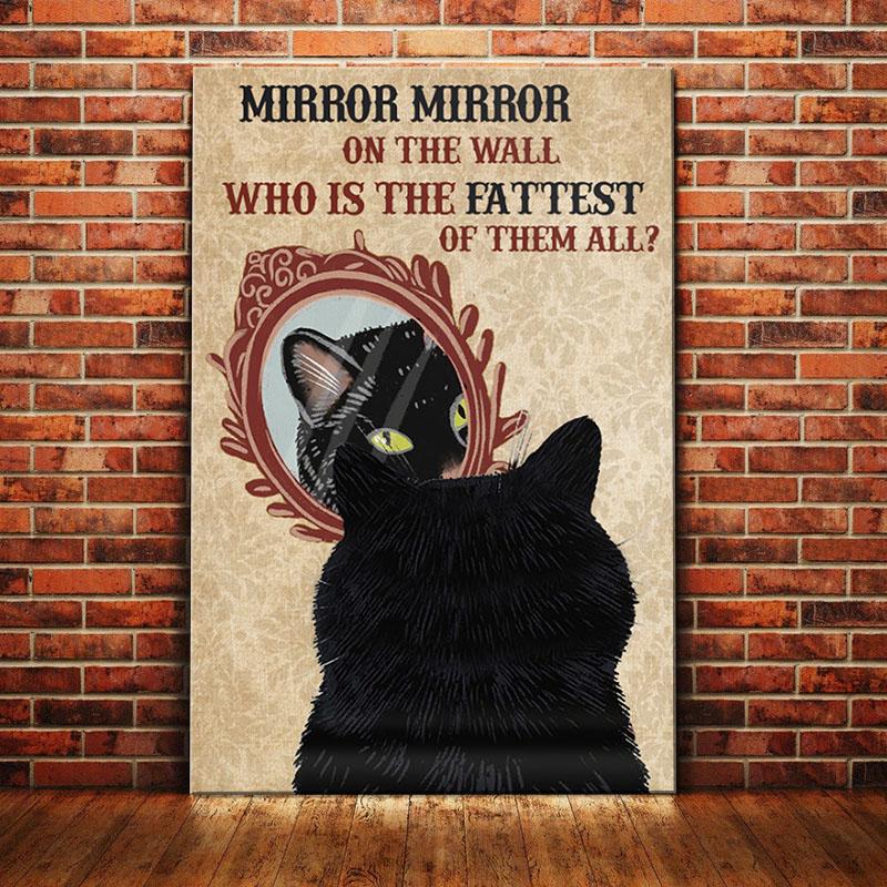 Black Cat Canvas And Poster Mirror Mirror On The Wall | Art Print | Home Decor | Room Decor | Wall Art