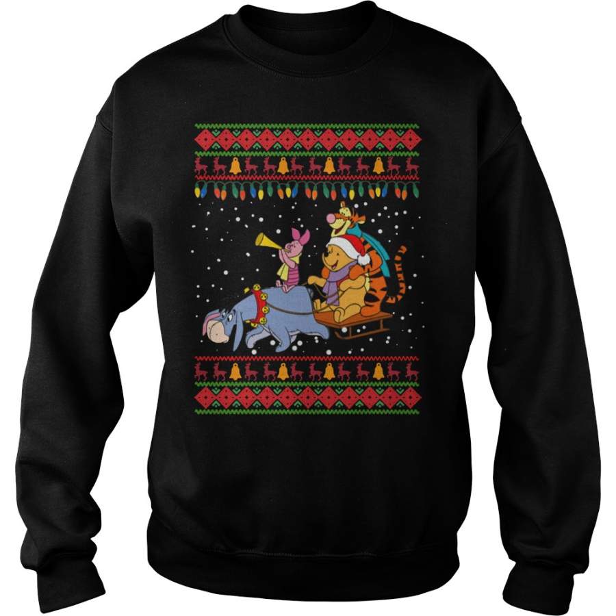 Winnie the pooh dashing through the snow ugly christmas Sweatshirt