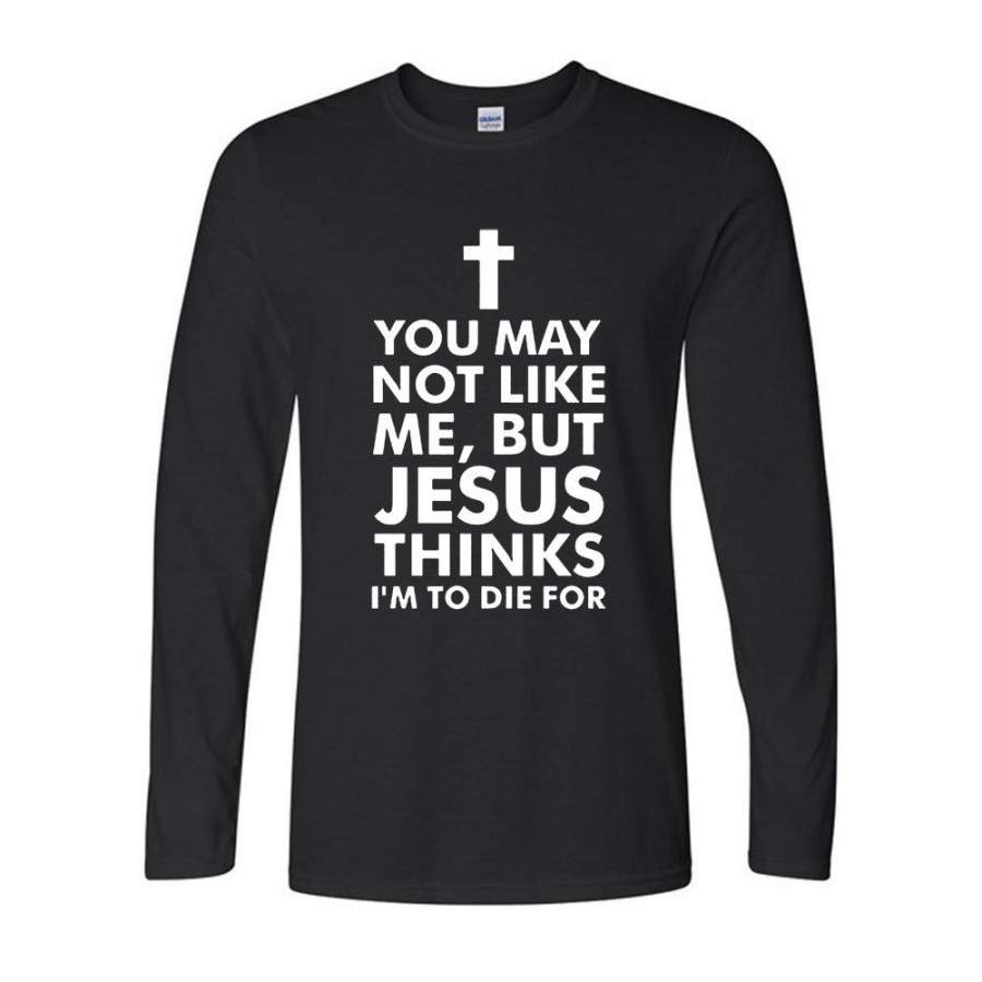 Fashion Men Jesus Cross Printed Long Sleeves T-Shirt