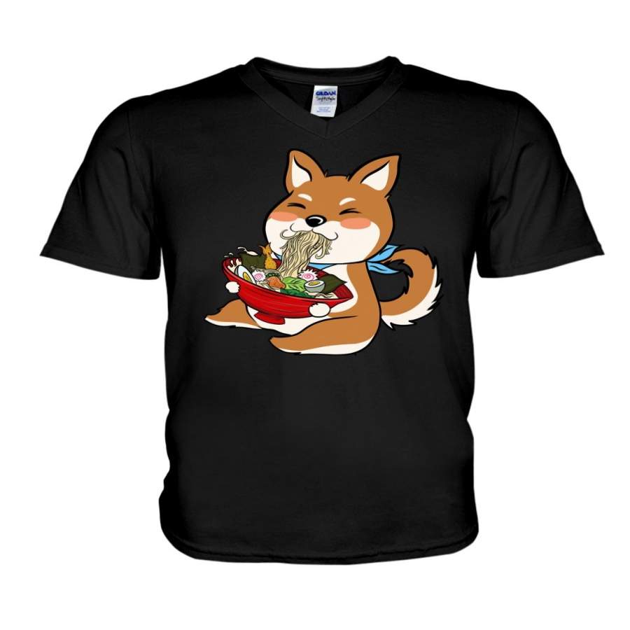 Shiba Inu Ramen Funny Design For Animal Lovers Guys V-Neck