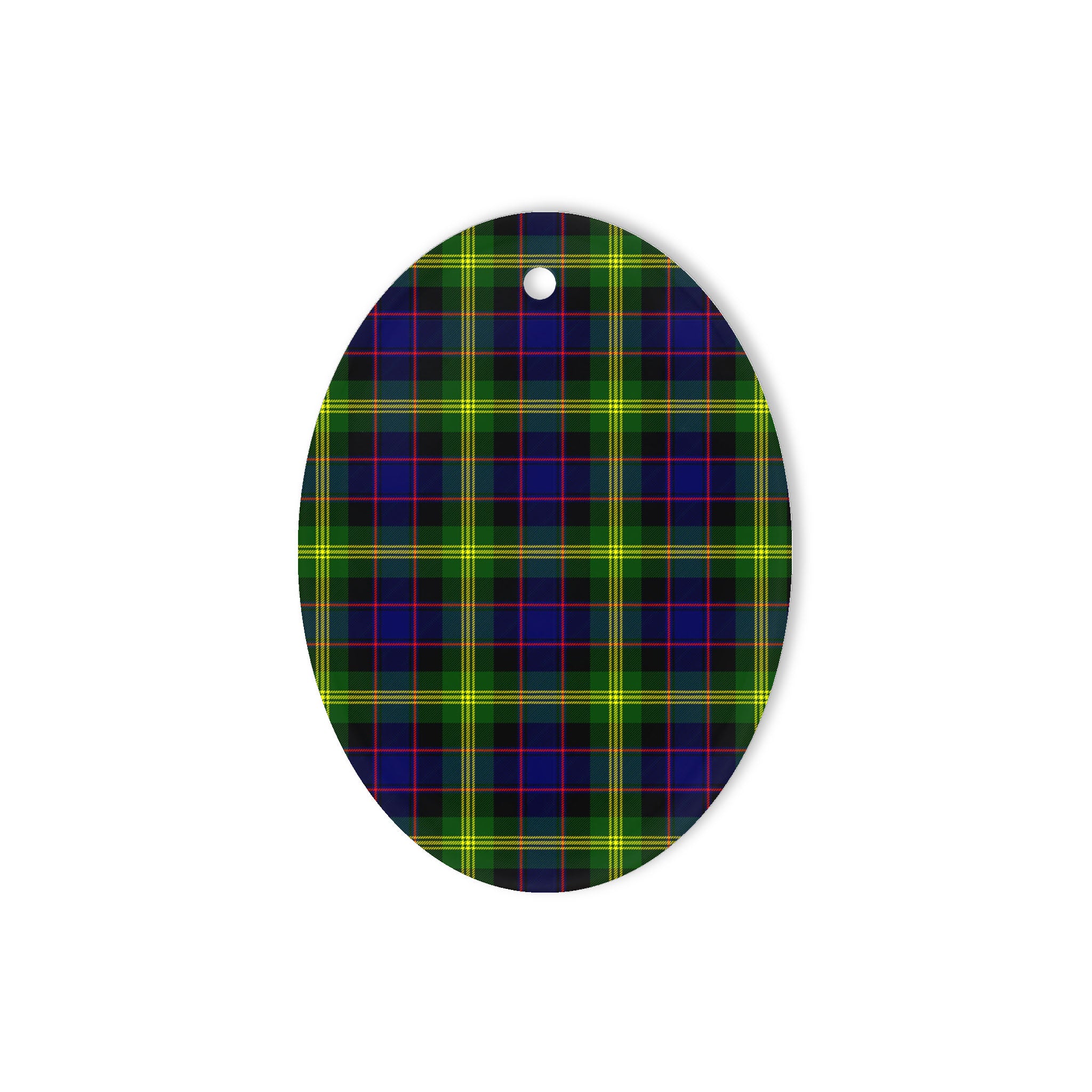 Watson Modern Tartan Oval Ornaments, Christmas Tree Ornament, Plaid Christmas Ornaments, Ceramic Oval Christmas Tree Decoration