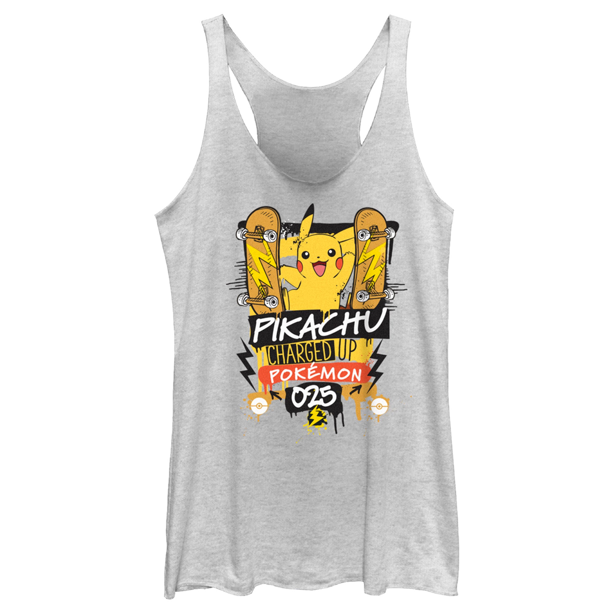 Women’S Pokemon Pikachu Charged Up Racerback Tank Top